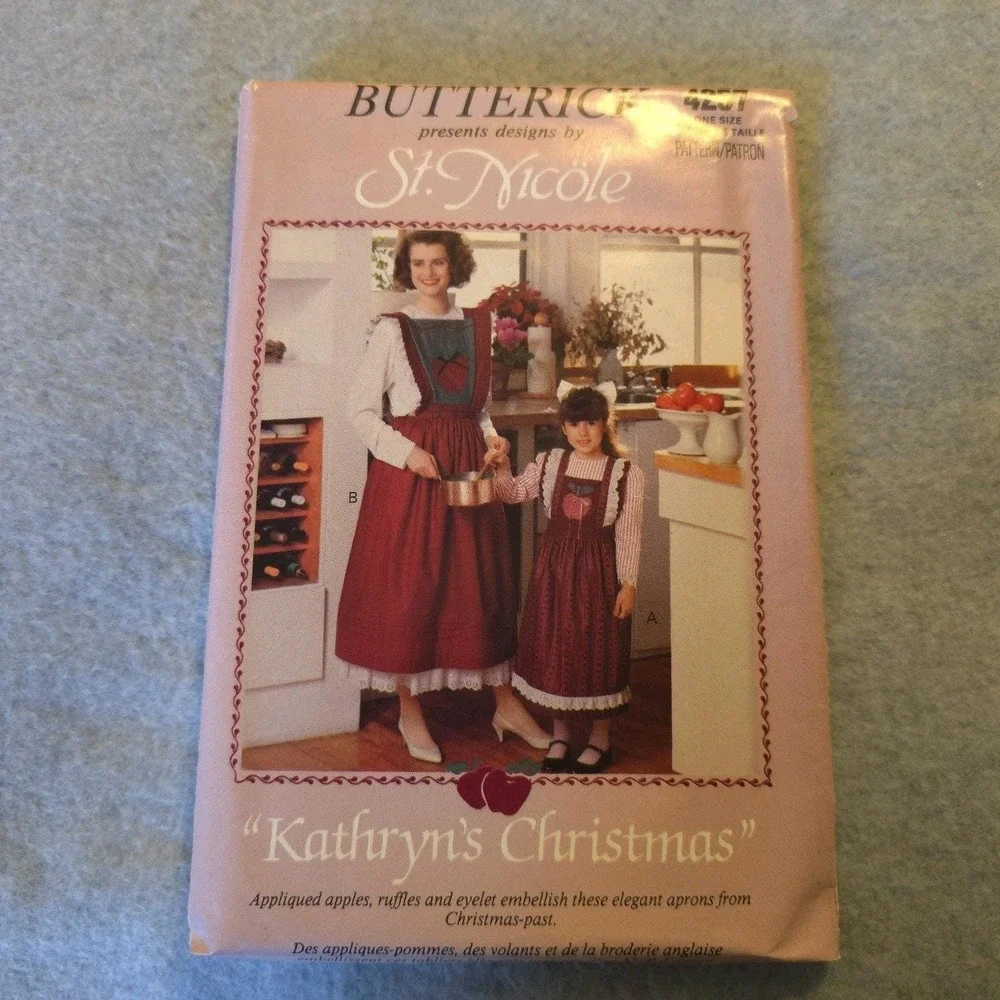 Vintage Butterick 4257 Kathryn's Christmas Apron Pattern St. Nicole Mother Daugh
